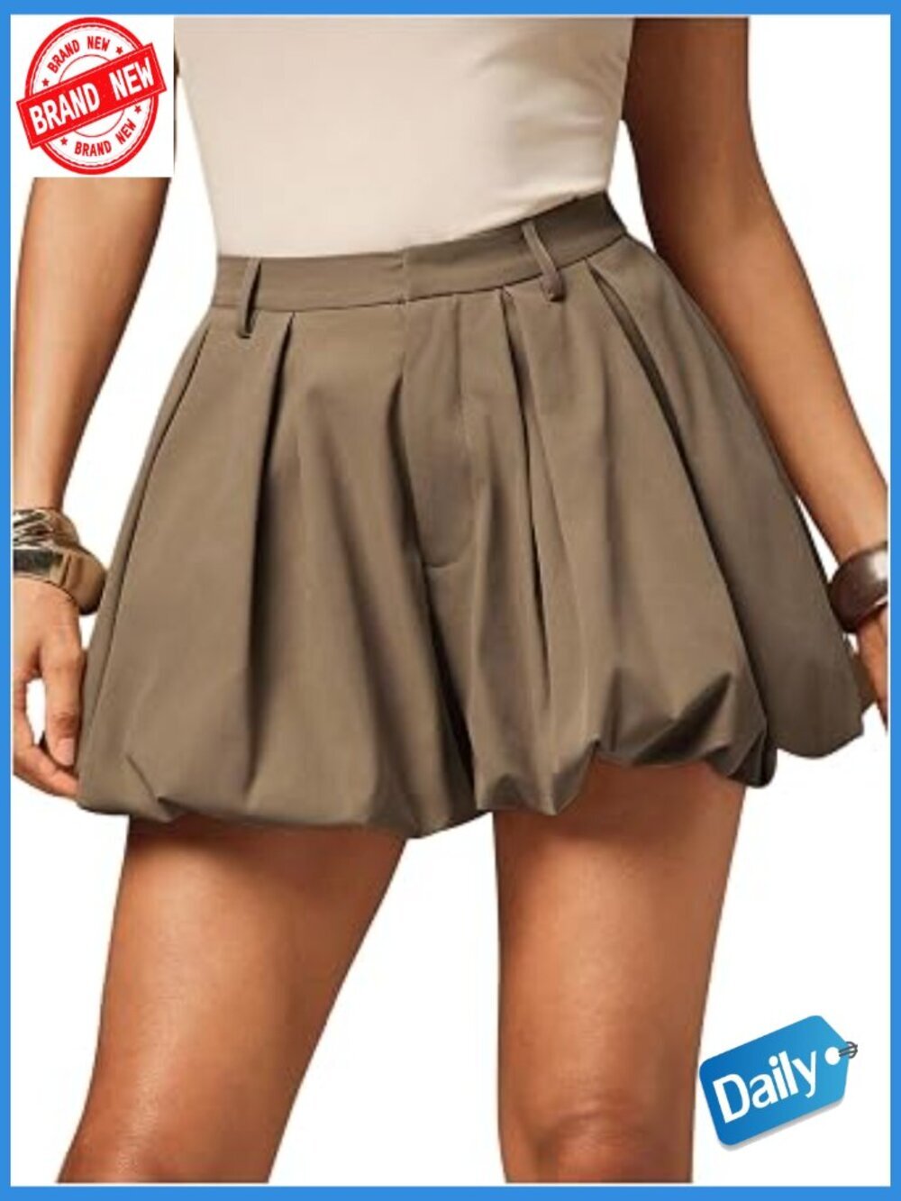 High Waisted Bubble Shorts Puffy Hem Summer Going Out Balloon Shorts